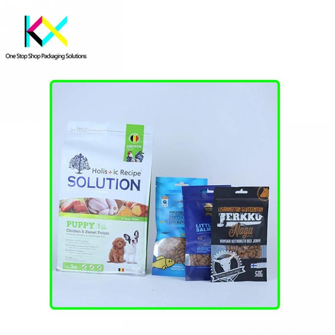طباعة مخصصة أكياس أسفل مسطحة لأغذية الحيوانات الأليفة أكياس التعبئة والتغليف مع المواد الغذائية 0